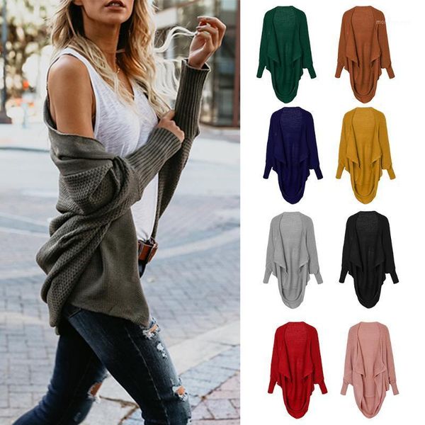 

women's knits & tees womens solid cardigan slouchy loose sweater batwing long sleeve chunky knitted front open outwear1, White