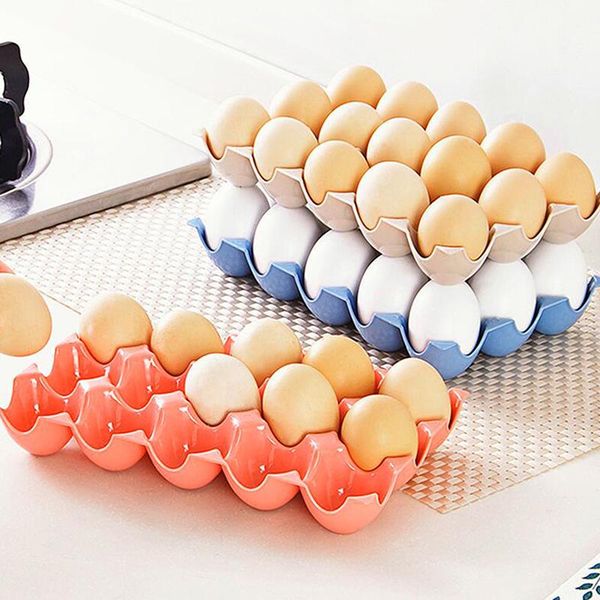 

1pcs egg storage box 15 plastic can be superimposed egg storage box refrigerator container rack kitchen