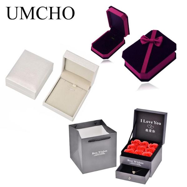 

umcho exquisite rose jewelry gift box for necklace earrings ring, Pink;blue