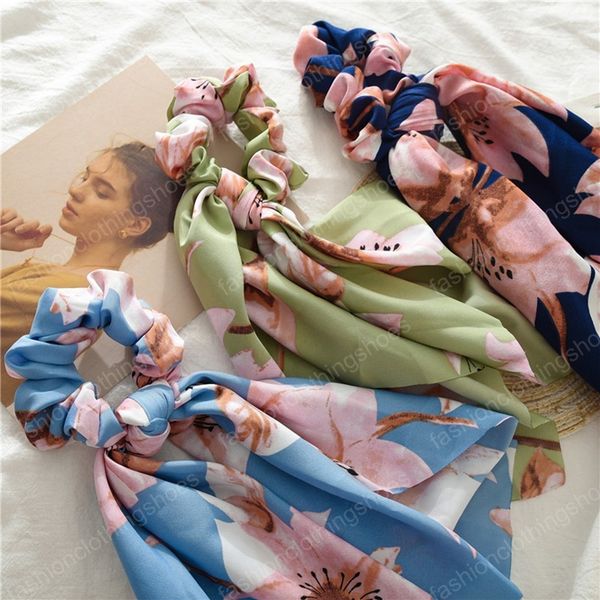 

bands elastic ribbon women flower scrunchies vintage scrunchie girls ponytail holder floral hair accessoriesid03