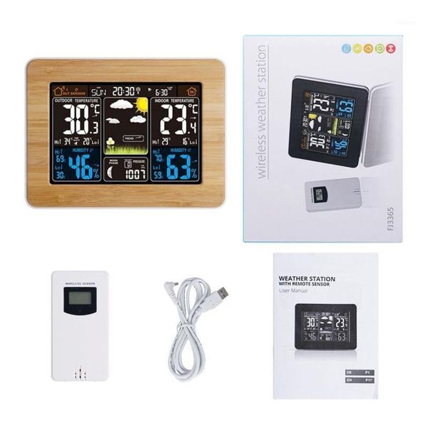 

weather station lcd digital alarm clock rf wireless indoor temperature humidity1