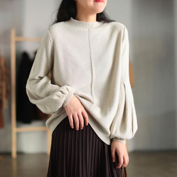 

women's sweaters autumn winter knitting sweater retro women casual all-match loose vintage, White;black