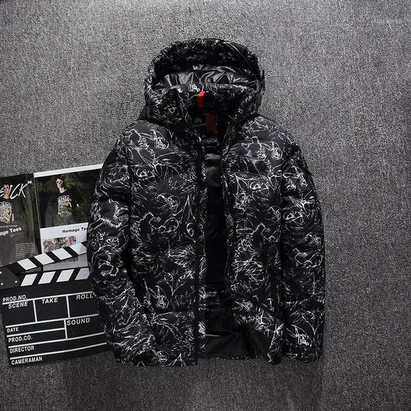 

2018 autumn and winter outdoor new patchwork floral zippers casual clothing thicken solid hooded men short down jacket1, Black