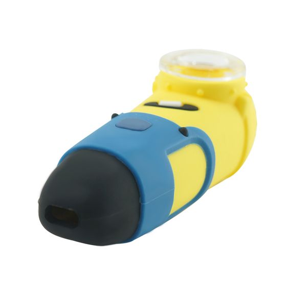 Tubo per acqua da fumo in silicone Minion, lunghezza 103,8 mm, con ciotola in vetro, tubi per animali per fumare diserbo