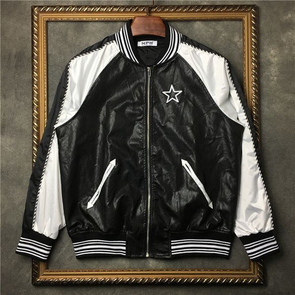 

luxury 2021 new male plutonium leather stars high jackets abstract digital jacket # n167 i82u, Black;brown