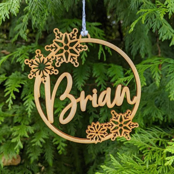 

christmas decorations personalized bauble gift tags custom snowflakes ornament ball wooden with name