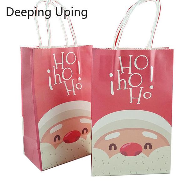 

gift wrap 5pcs bags kraft paper bag multifunction recyclable with handle santa claus birthday wedding party favor chocolate pouches