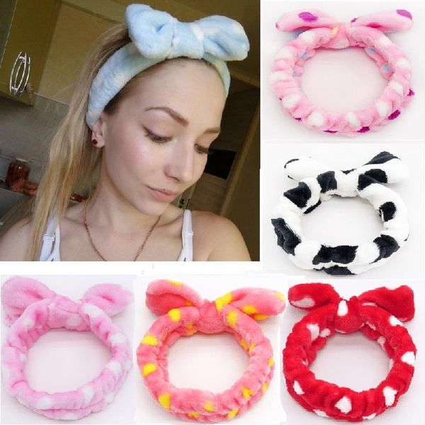 

hair accessories big ear coral fleece soft elastic ribbon spa bath shower make up wash face cosmetic headband band headwear