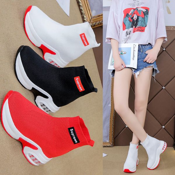 

spring socks female inner height 2019 new summer sponge platform casual boots joker sports high style shoes, Black