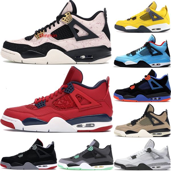 

men 4 4s jumpman basketball shoes silt red splatter fiba winter tour yellow bred black cat cavs thunder mens d