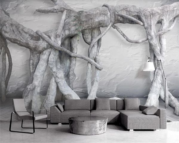 

3d retro fashion wallpaper living 3d wallpaper virgin forest art tree roots living room bedroom wallcovering hd 3d wallpaper