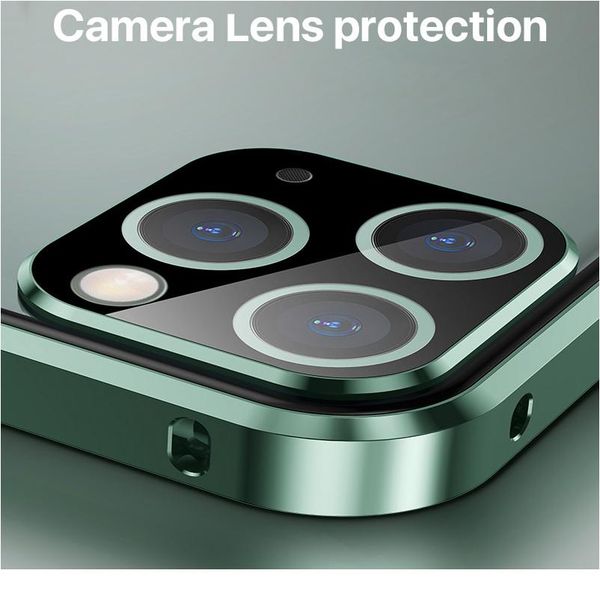 

360 protective double sided glass magnetic metal case for iphone 12 11 pro x xs max xr with camera lens protectio jllzbk