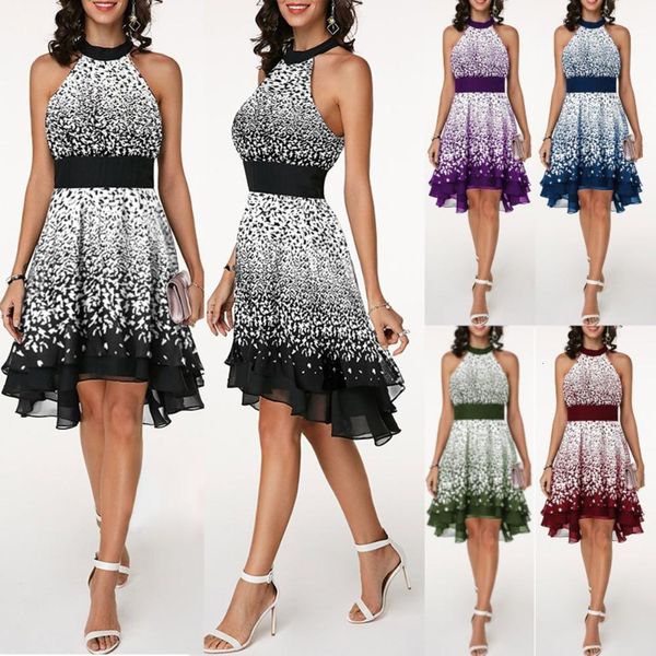 

plus size elegant women fashion summer lady sleeveless band waist layered chiffon female evening party casual slim a-line dress, Black;gray