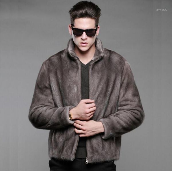 

men's fur & faux autumn leather jacket mens winter thicken warm stand collar coat men loose jackets fashion b2021, Black