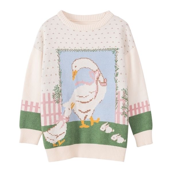 

sweet cute bow lady swan o-neck pullover sweater winter 201224, White;black