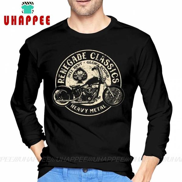 Heavy Metal Motorcycle USA O Collo da uomo in cotone personalizzato manica lunga Plus Size Canottiera T-shirt europea per uomo regalo di compleanno 220115