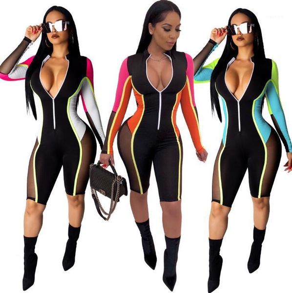 

women's two piece pants ziamonga bodycon jumpsuit shorts for women long sleeve fitness rompers womens female streetwear playsuit women1, White