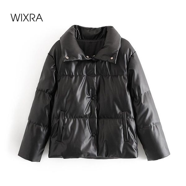 

wixra winter womens parkas casual thicken warm cotton jackets coat female solid classic outwear waterproof jacket street wear 201212, Black
