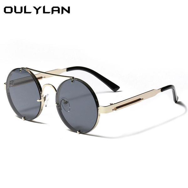 

sunglasses oulylan classic steampunk round women men vintage brand metal sun glasses shades ladies eyewear uv400, White;black