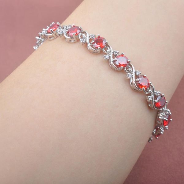 

link, chain red zirconia silver color for women link bracelet os0210, Black