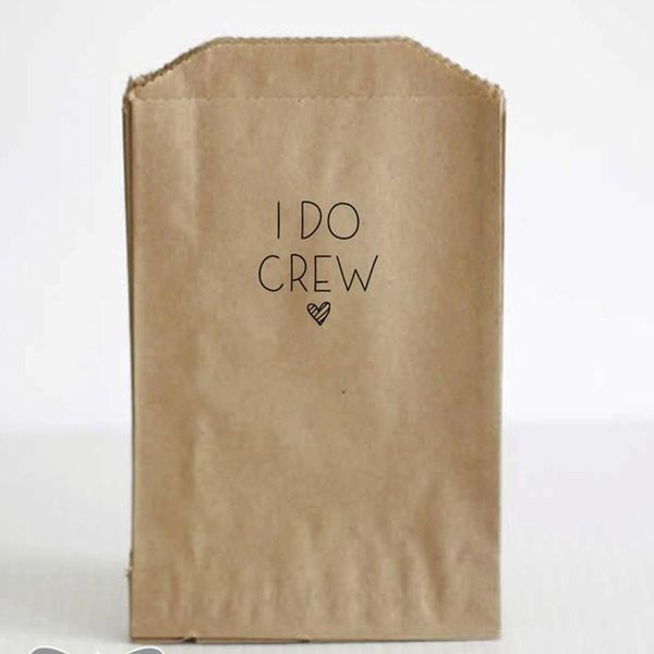 

custom bachelorette party favor bags, bachelorette party bag, i do crew bag, kraft treat candy buffet wedding favor