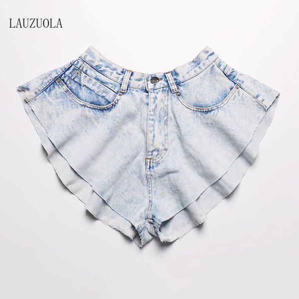 

irregular blue jeans micro shorts for women high waist with pocket summer denim umbrella skirt shorts 2020 ins fashion, White;black
