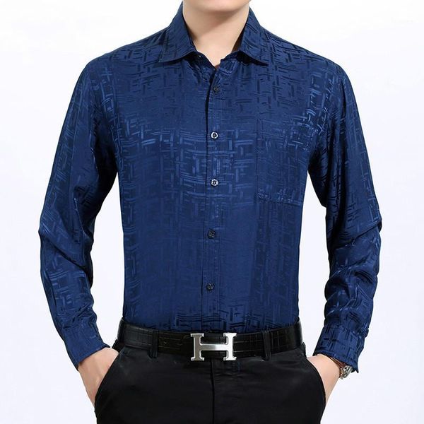 

summer 100% silk men shirt long sleeve white shirt spring formal shirts men 2019 gentlemen loose camisa masculina 3033 kj19481, White;black