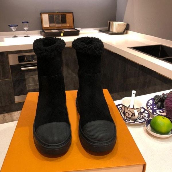

2020 booties women winter snow boots breezy flat ankle boot black suede calf leather snug shearling fashion martin boots size 35-41