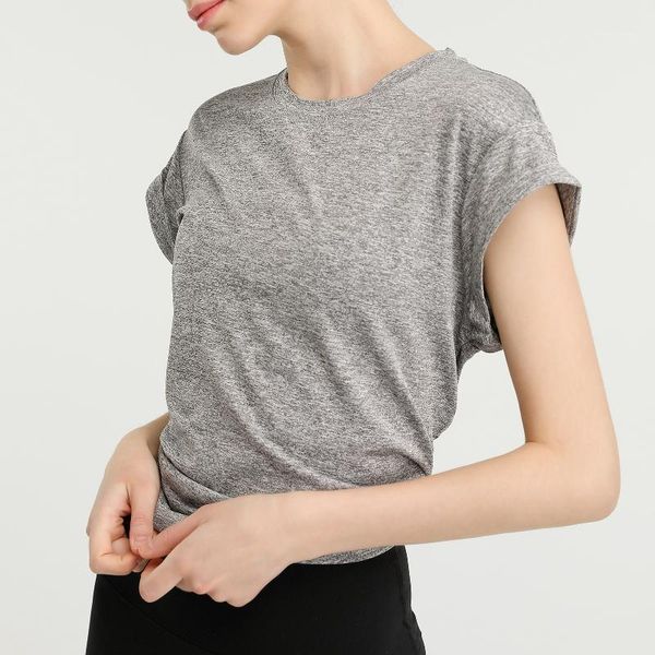 

yoga outfits women sport t-shirt hollow out split back o neck short sleeve quick-dry vest running fitness loose 1, White;red