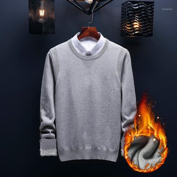 

new men's knitwear youth korean sweater men slim round neck pullover sweater men's casual plus velvet base shirt man clothes1, White;black