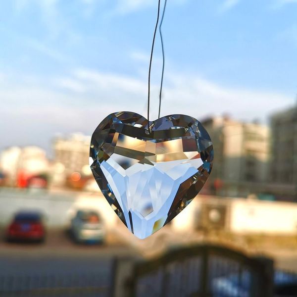 

3d heart shape crystal pendant glass clear chandelier crystals suncatcher crystal prisms hanging diy wedding home decor 45mm h bbygsw