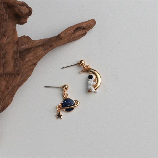 

astronaut crystal earring blue universe plant moon star tassel big dipper drop earrings for women fashion jewelry gift ef1, Silver