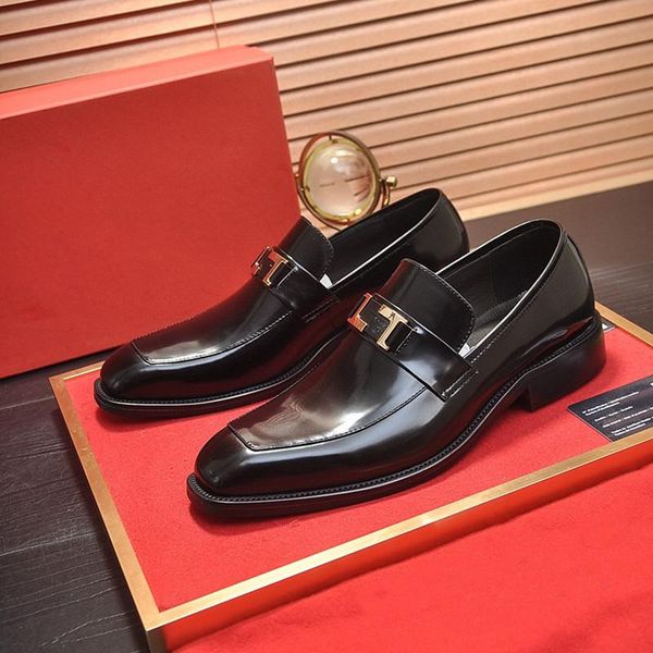 

21ss classic business men's dress shoe fashion elegant formal wedding shoes designer men slip on office oxford shoes for men luxury men, Black