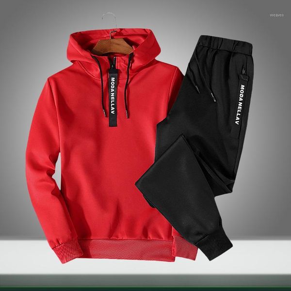 

men casual sets hooded 2020 autumn solid men's outdoor sportswear tracksuits loose sweatshirt+pants 2pc sets sudadera hombre1, Gray