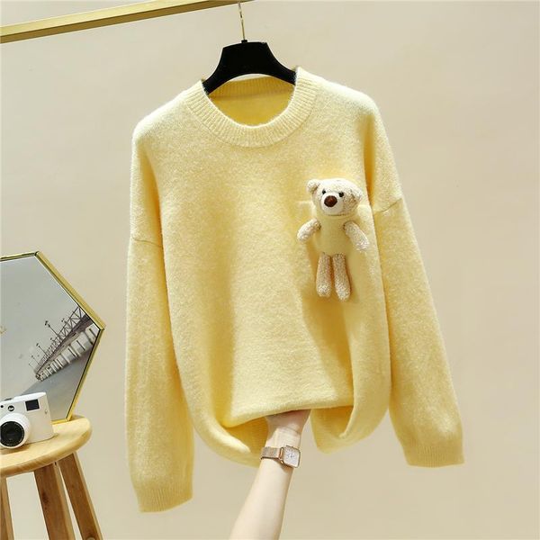 

autumn winter thick cute sweater pullover 2020 loose casual long sleeve o neck kint jumper female jersey mujer, White;black