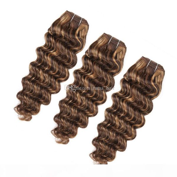 

mixed color 4 27 honey blonde deep wave hair extensions virgin brazilian human hair weaves piano color weaves 3pcs lot, Black;brown