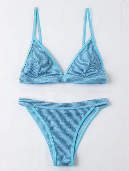 

textured triangle tanga bikini swimsuit t4ai#, White;black