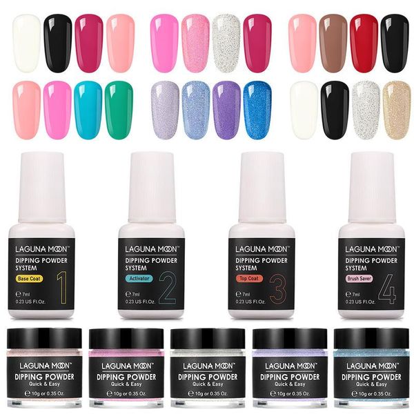 

nail art kits lagunammoon dipping powder natural nails decor + glues set 10g 8pcs