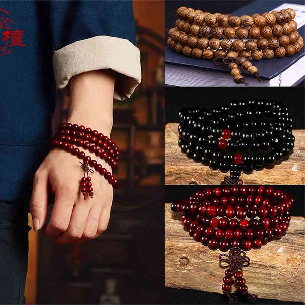 

1pcs 6mm natural sandalwood buddhist buddha meditation wood prayer bead mala bracelet bangles women men jewelry bijoux, Golden;silver