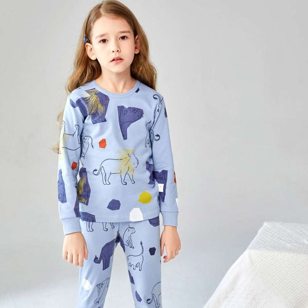 

girls' autumn bottomed cloth trousers set thermal underwear boys' and children's cotton pajamashyrw, Blue;red