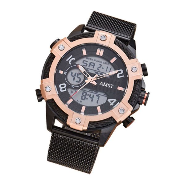 

amst emmett intelligent electronic quartz multifunctional waterproof alarm clock student outdoor sports wa