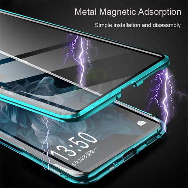 

magnetic case for huawei p40 lite case 360 full protective bumper double side glass back cover for huawei p 40 lite h jllucp