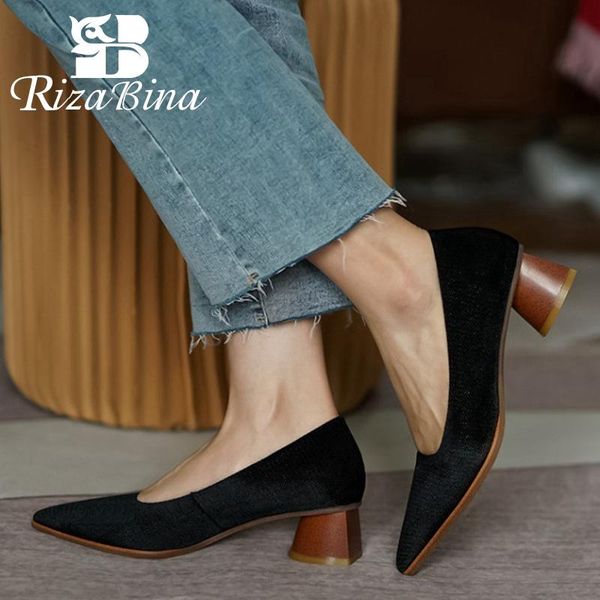 

dress shoes rizabina women high heel strange suede pumps fashion elegant working footwear size 33-40, Black