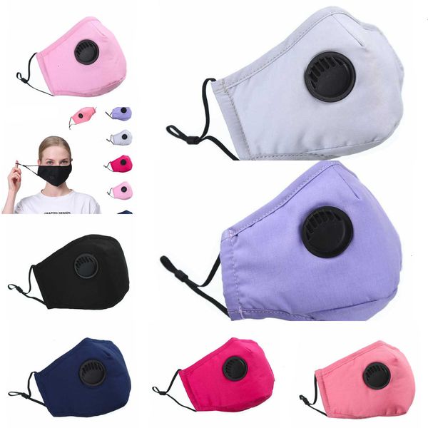 

factory reusable cotton face masks with breath valve pm2.5 mouth anti-dust fabric fliter mask washable drop ship piycq