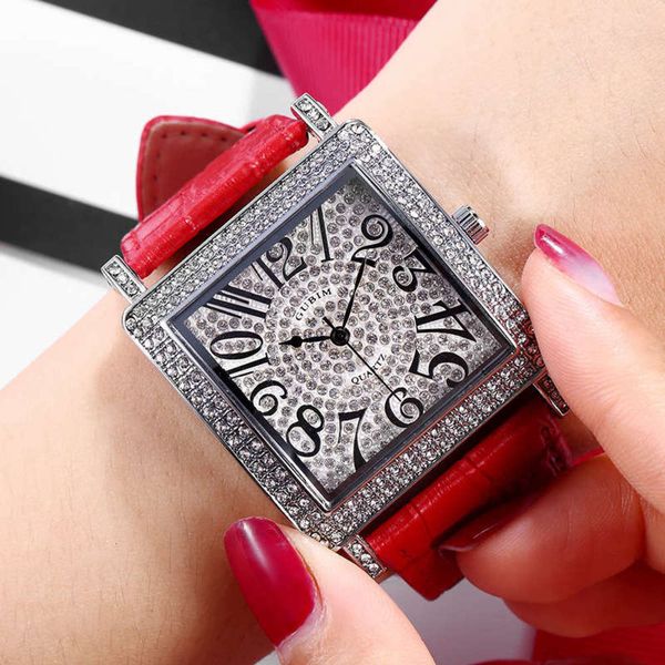 

watch square tianyou lovers same fashion wanghong big dial full diamond diamond men's watch women's watch fashion handsome man awy, Slivery;brown