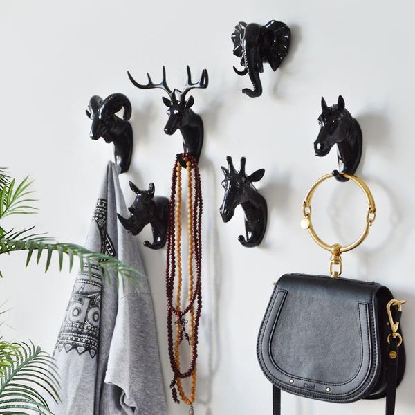 

hooks & rails keys holder wall home creative american hanging hook strong seamless sticking decorative animal