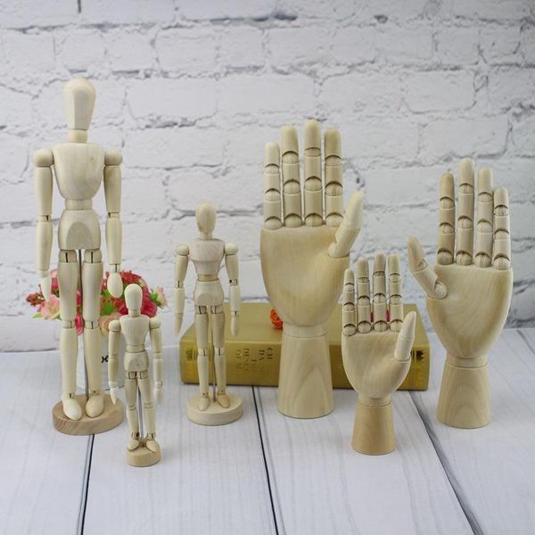 

[vip] creative wood man joint puppet palm model featured home soft decoration living room office deskwooden doll