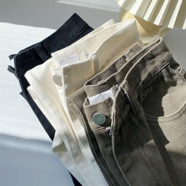 

zhisilao solid high waist jeans women vintage straight denim pants autumn summer 2021 buttons zipper boyfriend ladies jeans, Blue