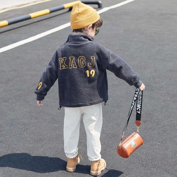 

et zhili fce children's autumn and winter 2020 new korean boys' thickened zipper sweater fashion brand, Black