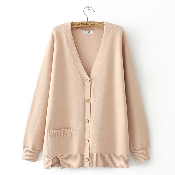 

size autumn plus cleavage v cardigan thick outwear with a pocket feminine sweaters wnl9, White;black